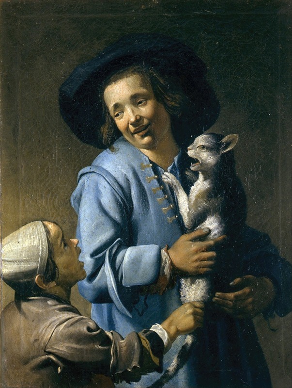 Abraham Bloemaert - Youths playing with the cat