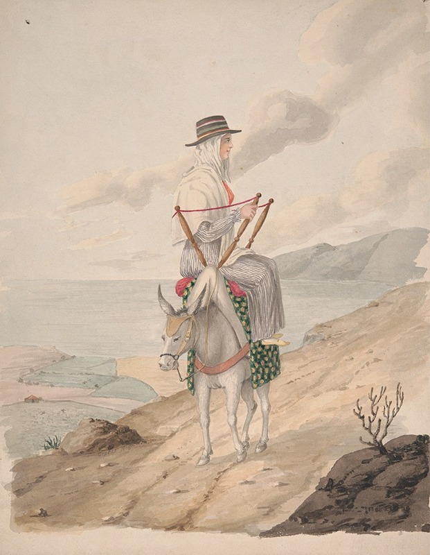 Alfred Diston - Barandilles, a woman on a donkey
