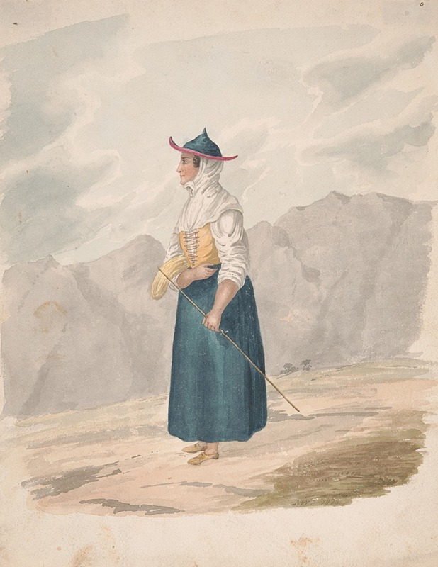 Alfred Diston - Peasant Woman with Staff, La Palma