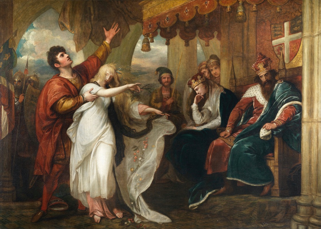 Benjamin West - Hamlet; Act IV, Scene V (Ophelia Before the King and Queen)
