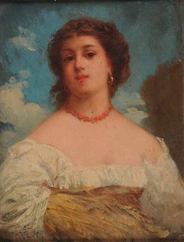 Edmond Hébert - Jeune femme tenant une gerbe de blé