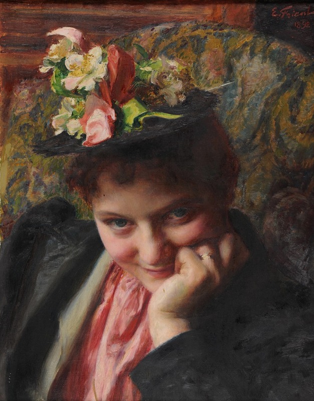 Émile Friant - Le chapeau à fleurs