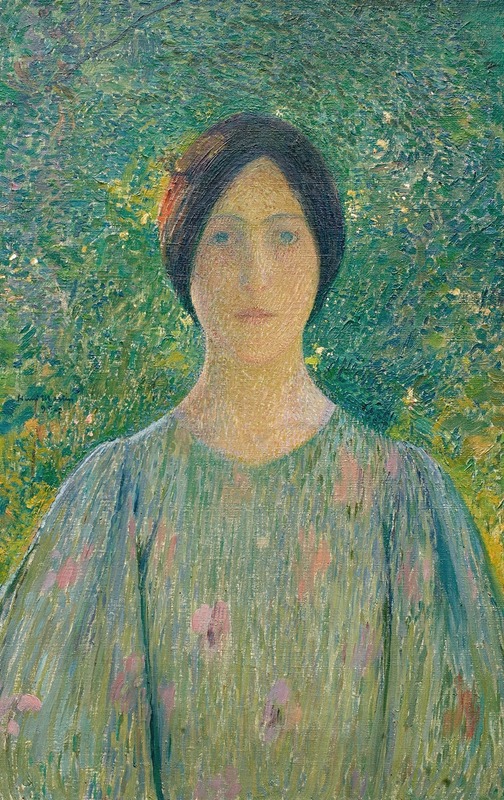Henri Martin - Jeune femme à la robe fleurie