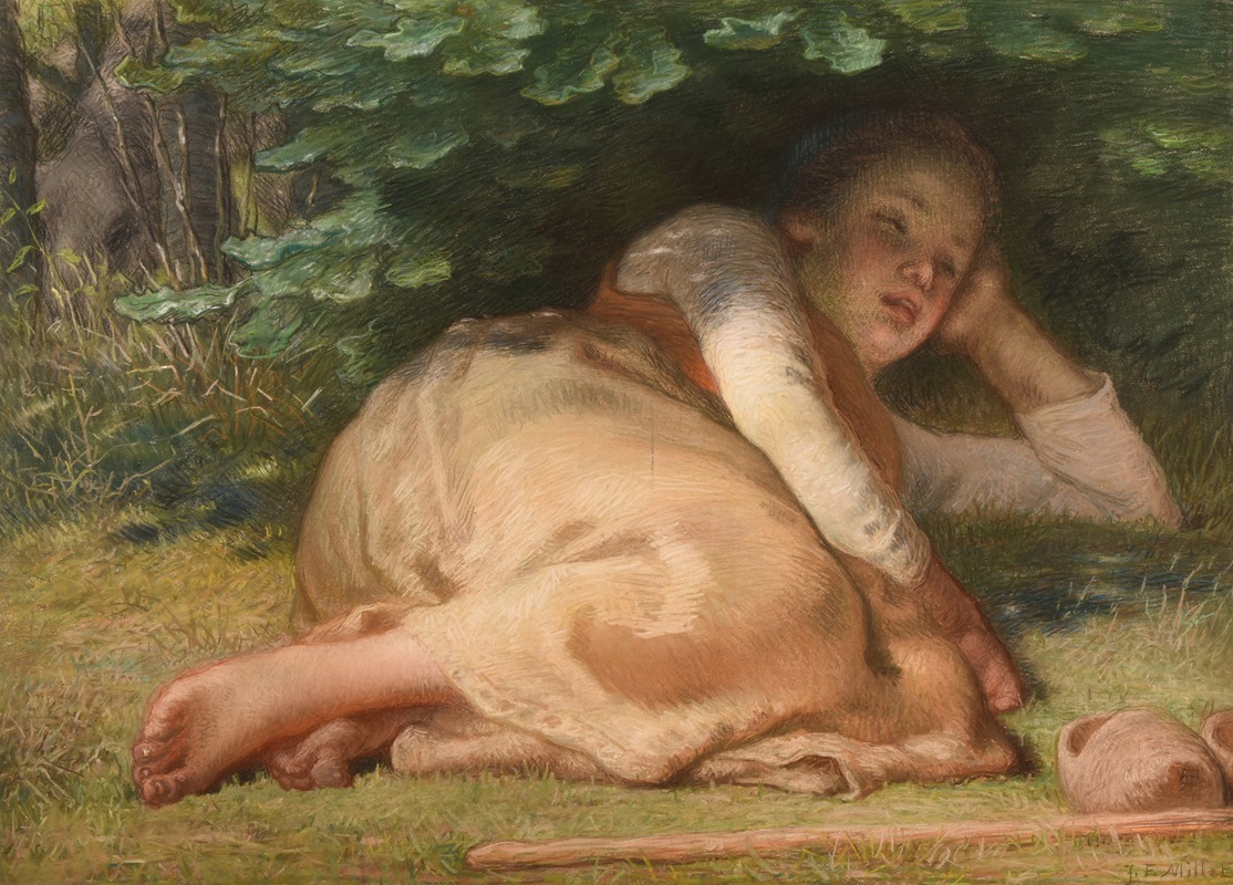 Jean-François Millet - Bergère dormant à l’ombre d’un buisson de chênes