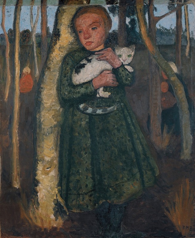 Paula Modersohn-Becker - Girl in a birch forest with cat