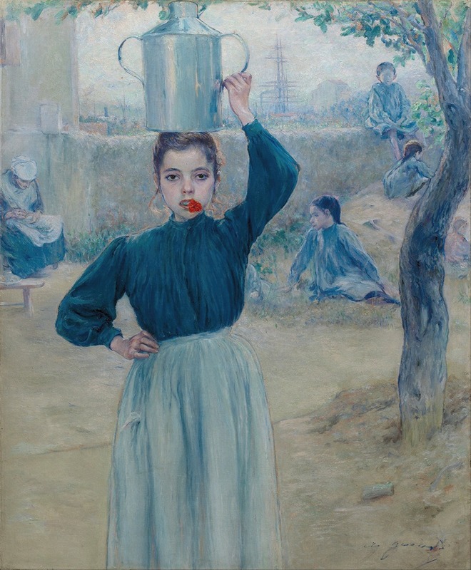 Adolfo Guiard - The Little Village Girl with Red Carnation