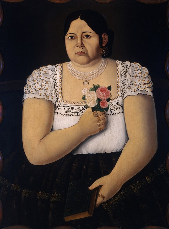 Anonymous - Portait of a Native Puebla Woman with a Bouquet of Roses