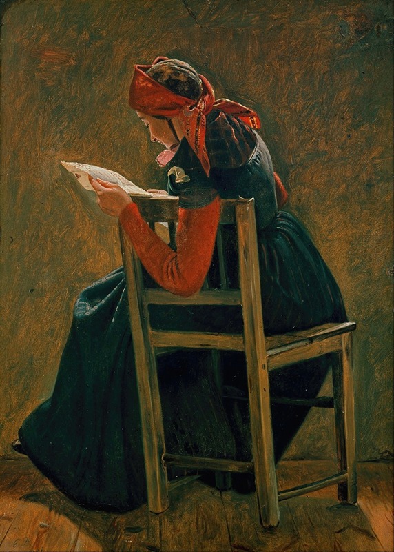 Christen Dalsgaard - A young girl frem Salling reading. Study