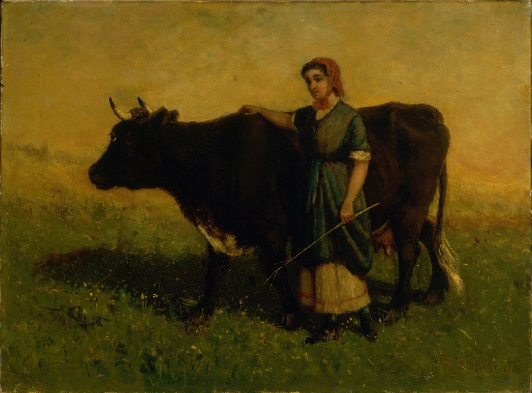 Edward Mitchell Bannister - Untitled (woman walking with cow)