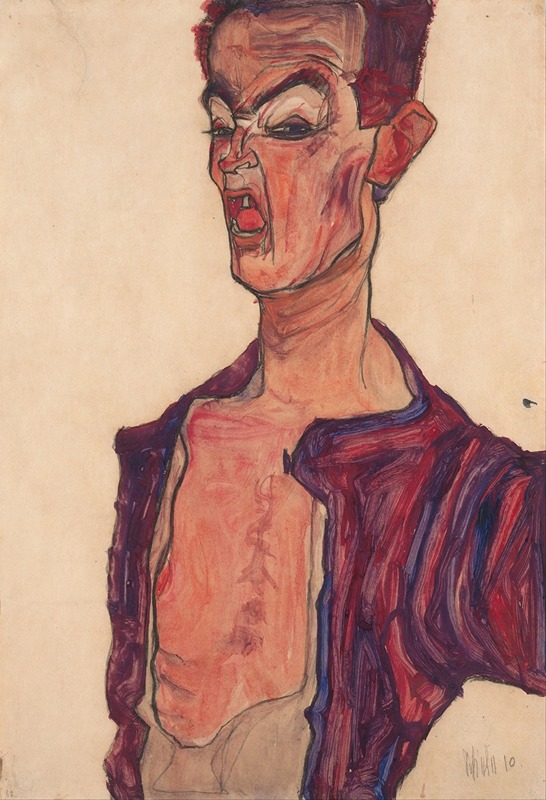 Egon Schiele - Self-Portrait, Grimacing