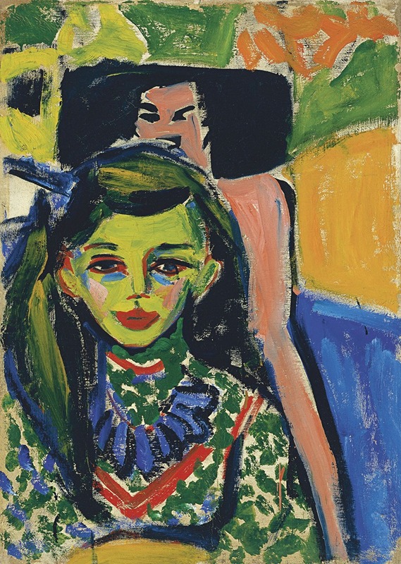 Ernst Ludwig Kirchner - Fränzi in front of carved chair