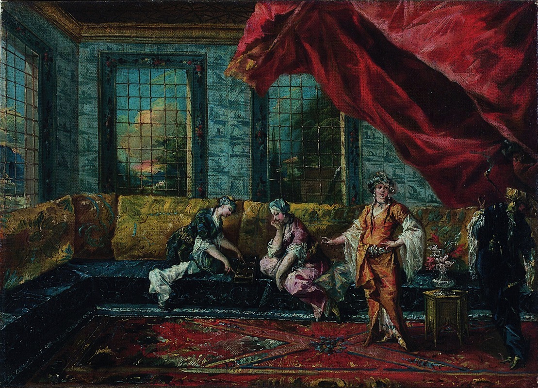 Giovanni Antonio Guardi - Two Odalisques Playing Mancala in the Harem