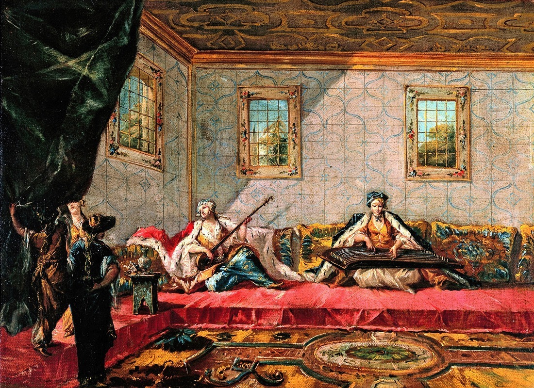 Giovanni Antonio Guardi - Two Odalisques Playing Music in the Harem