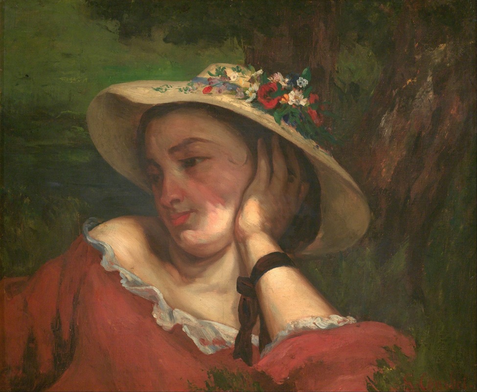 Gustave Courbet - Woman with Flowers on Her Hat