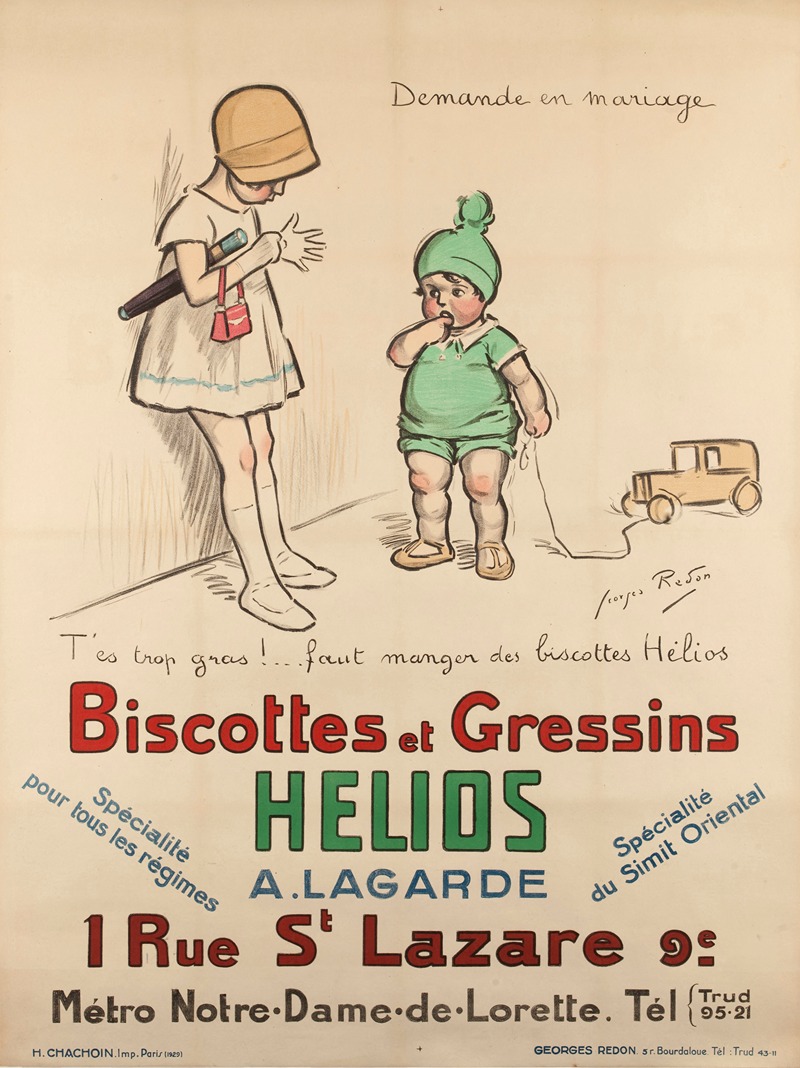 Georges Redon - Demande en mariage T’es trop gras.faut manger des biscottes Hélios Biscottes et Gressins HELIOS A. LAGARDE