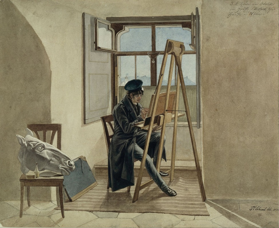 Johann Christoph Erhard - The Painter Johann Adam Klein at the easel in his studio in the Palais Chotek in Vienna