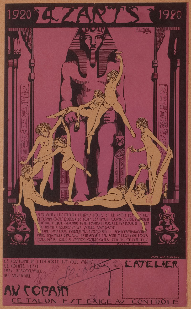 Inconnu - Quat’Z’Arts, 12 Juillet 1920 à la salle Wagram. Thème de L’Eg