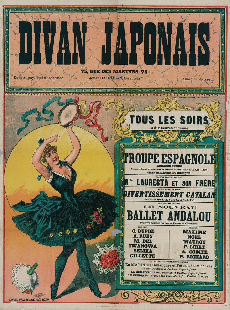 J. Weiner - Divan Japonais 75, Rue Des Martyrs, 75 Demarquoy, Chef D’orchestre Jehan Sarrazin