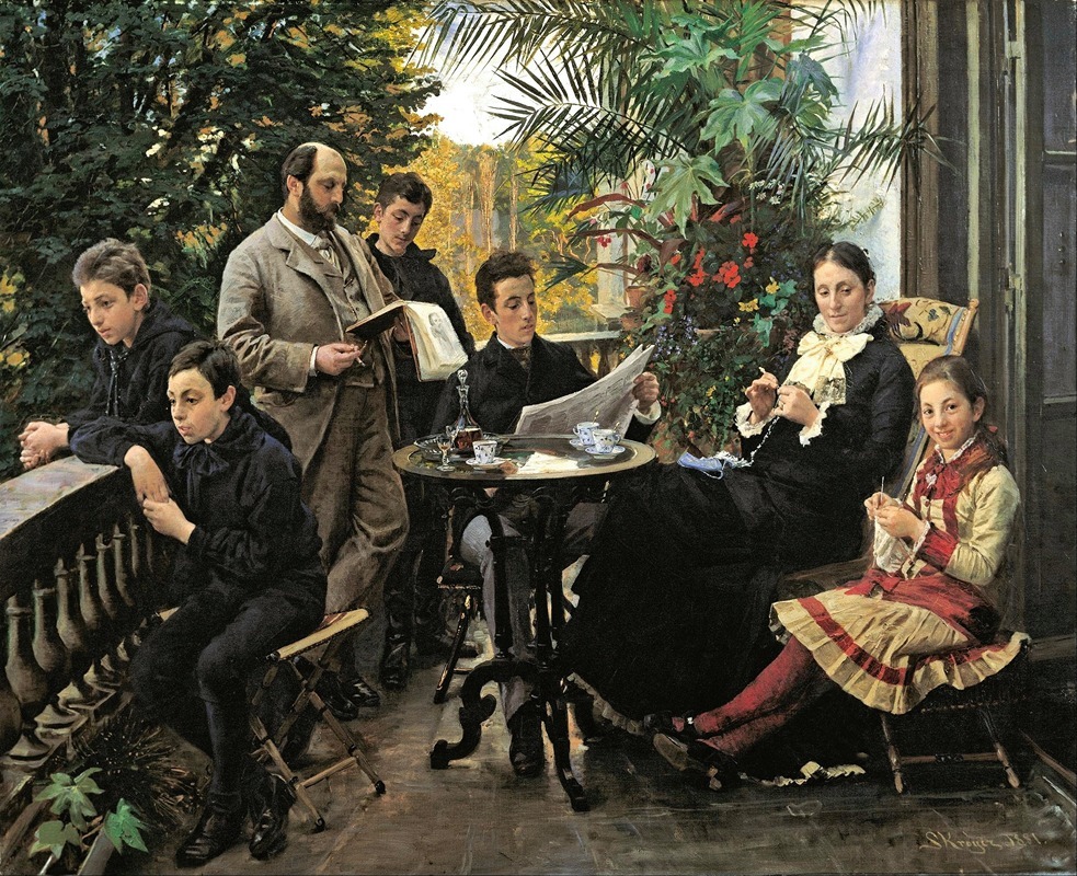 Peder Severin Krøyer - The Hirschsprung family portrait. From the left Ivar, Aage, Heinrich, Oscar, Robert, Pauline and Ellen HIrschsprung