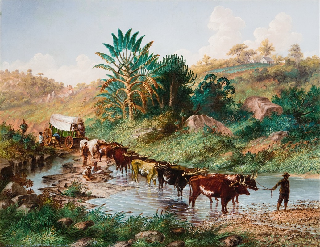 Thomas Baines - Wagon Crossing a Drift – Natal