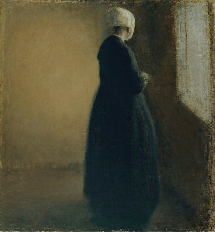 Vilhelm Hammershøi - An old woman standing by a window
