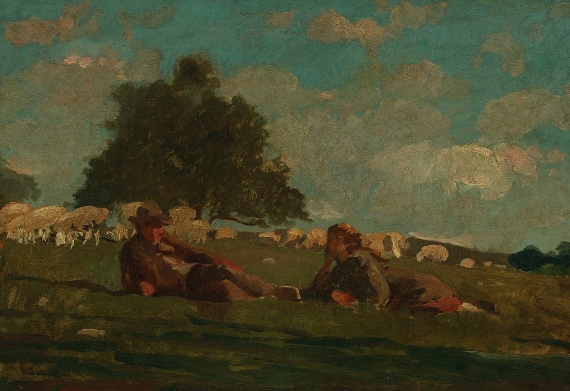 Winslow Homer - Boy and Girl in a Field with Sheep