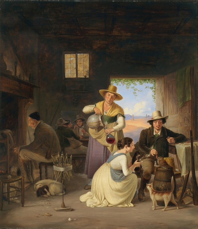 Albert Küchler - Hunters in a Tavern