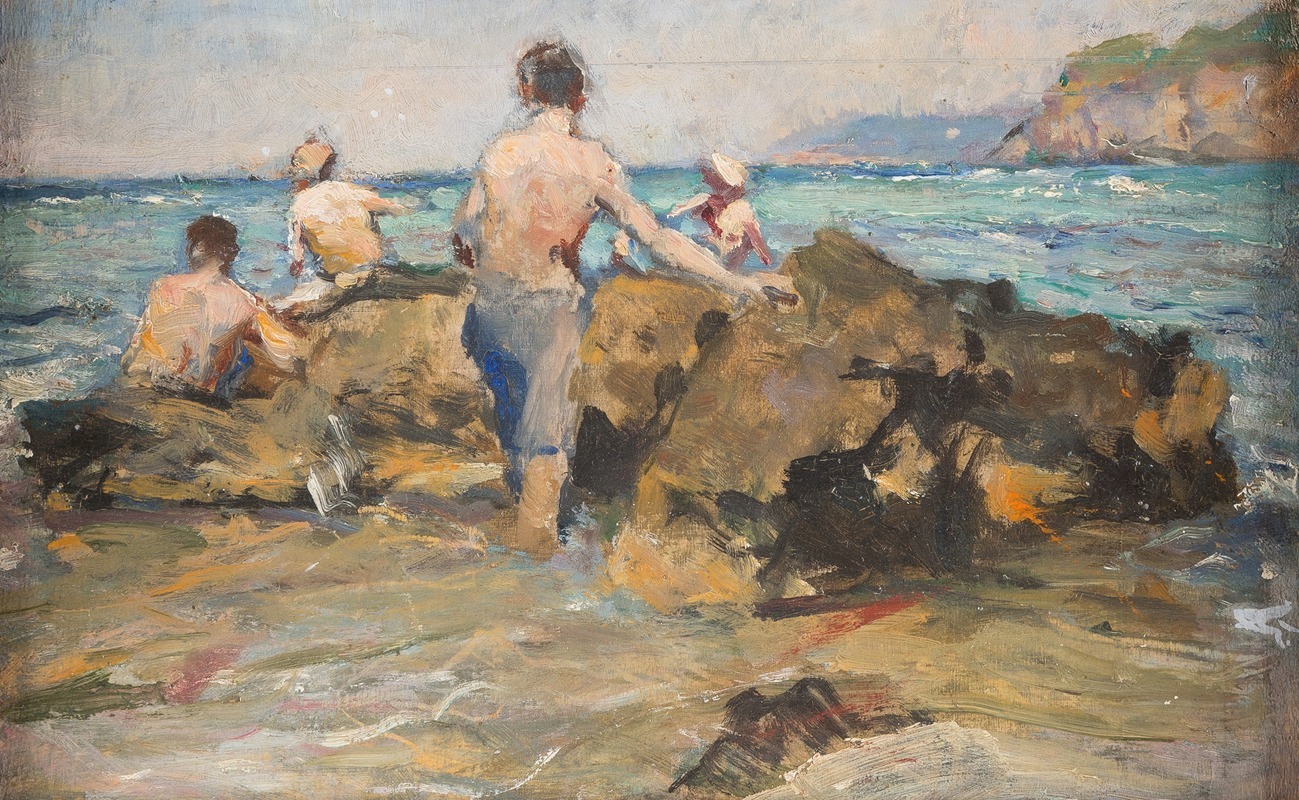 Alphons Hollaender - Boys at a rocky beach