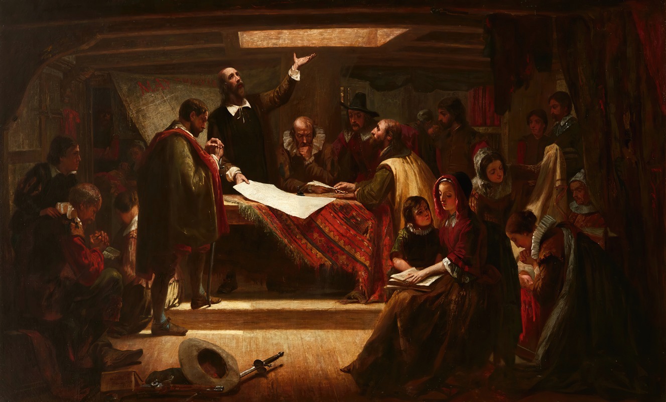 Edwin White - The Signing of the Compact in the Cabin of the Mayflower