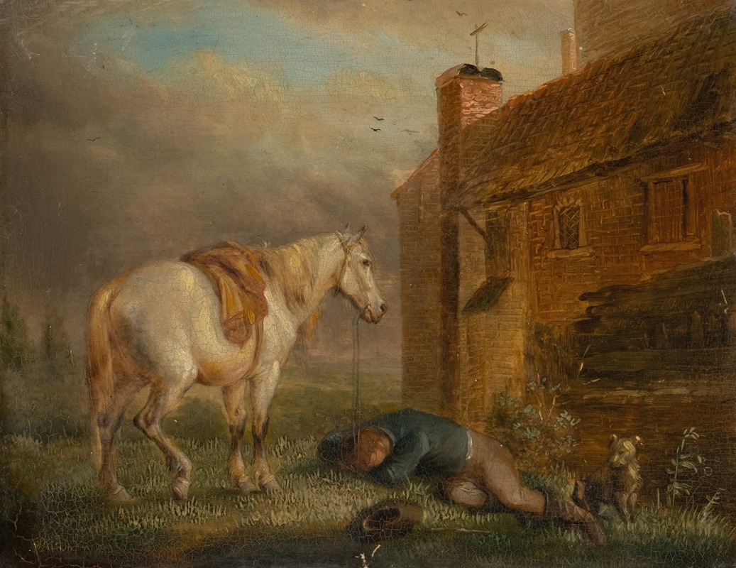 Eugène Joseph Verboeckhoven - Sleeping horseman and steed