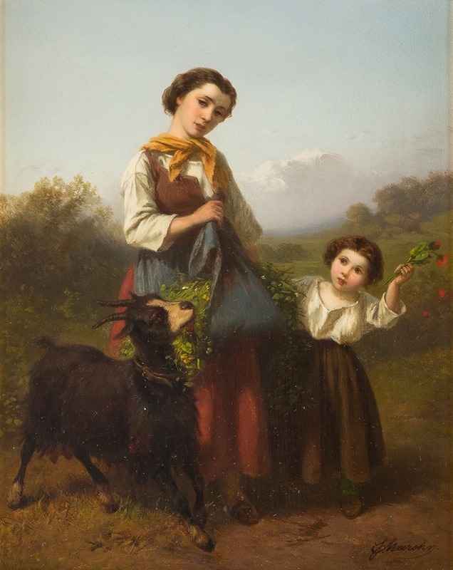 Ferdinand Maröhn - Young female shepherd with child