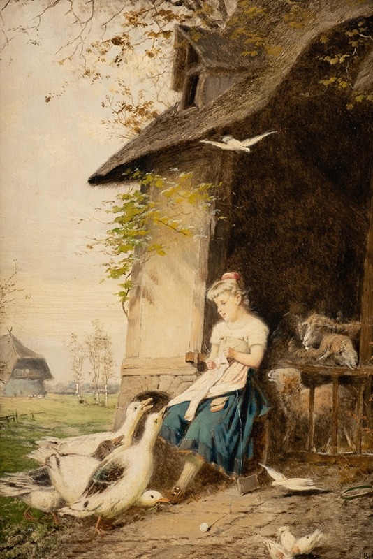 Fritz Beinke - Knitting goose girl