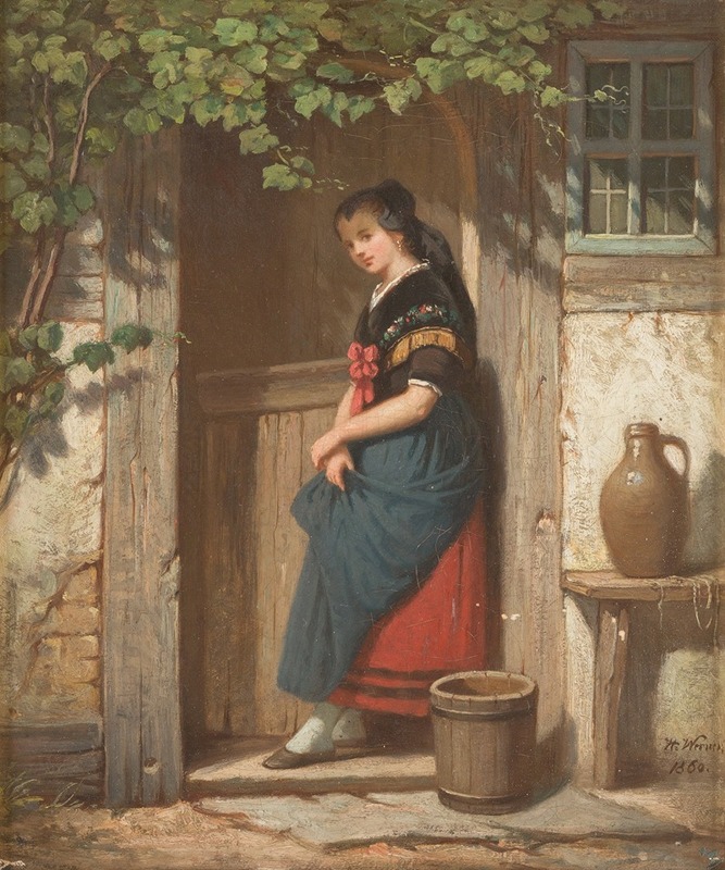 Hermann Werner - Girl under vine tendrils