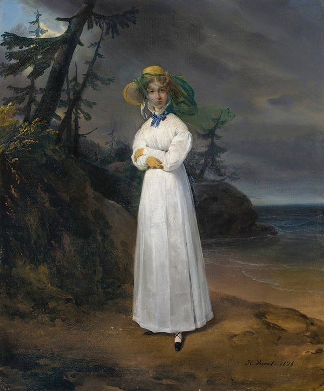 Horace Vernet - Portrait of the Widow Comtesse Jean-Henri-Louis Greffulhe, née Marie-Françoise-Célestine de Vintimille du Luc, later Comtesse Philippe-Paul de Ségur (1787-1862), in a Landscape
