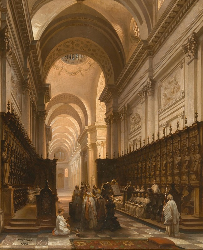 Jules Victor Génisson - Paris, Choir of the Basilica of St. Geneviève (Panthéon) during the Second Empire,