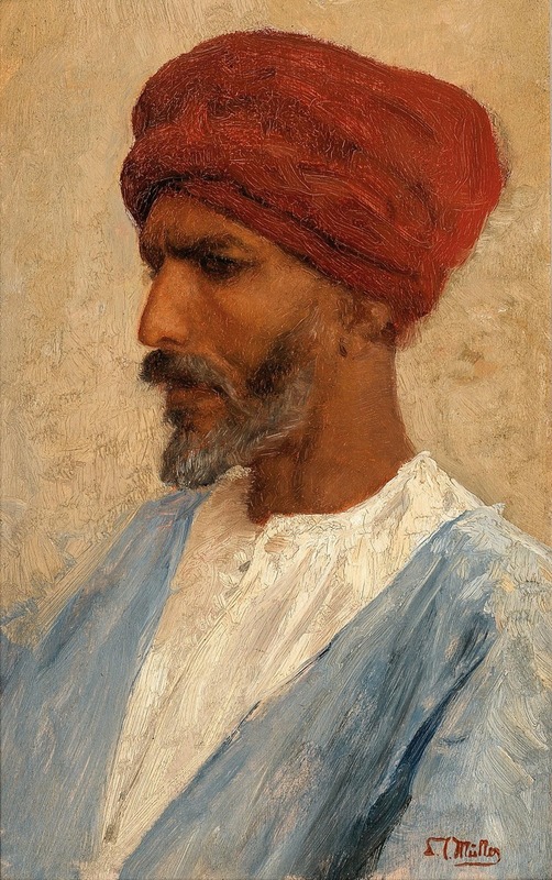 Leopold Carl Müller - Portrait of an Oriental with a Red Turban