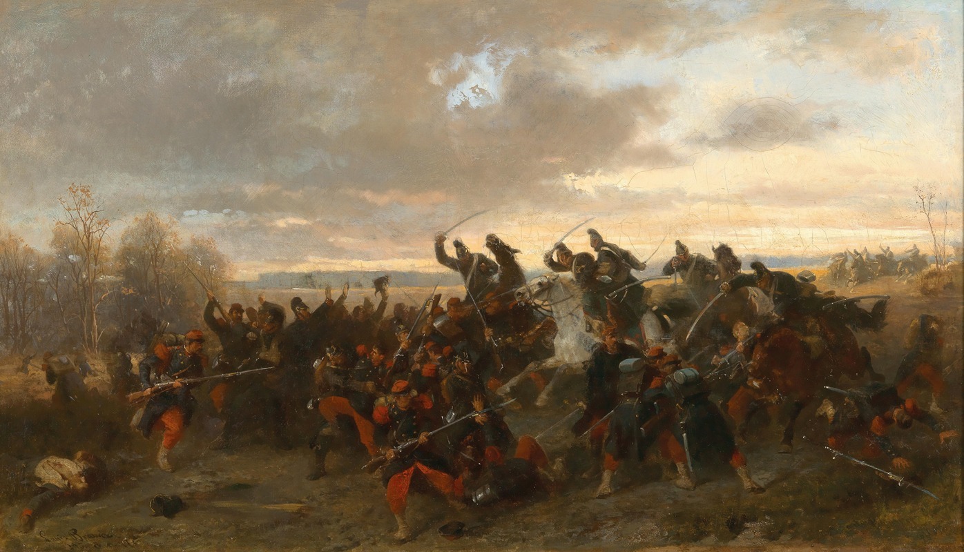 Louis Braun - Bavarian and French Troops in the Turmoil of Battle