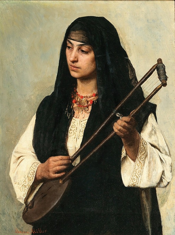 Marie Müller - Portrait of an Egyptian Woman with Tanbura