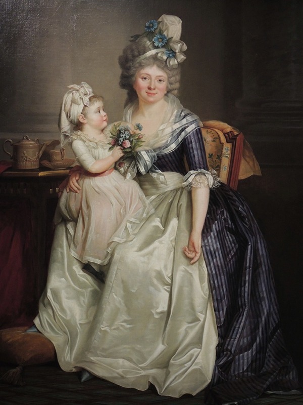 Rose-Adelaïde Ducreux - Portrait d’une femme tenant sa fille sur les genoux, huile sur toile