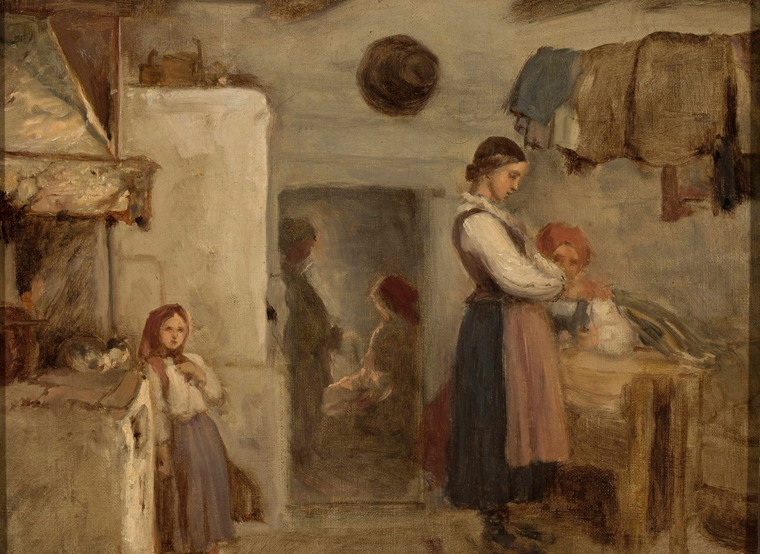 Aleksander Kotsis - Peasant cottage interior