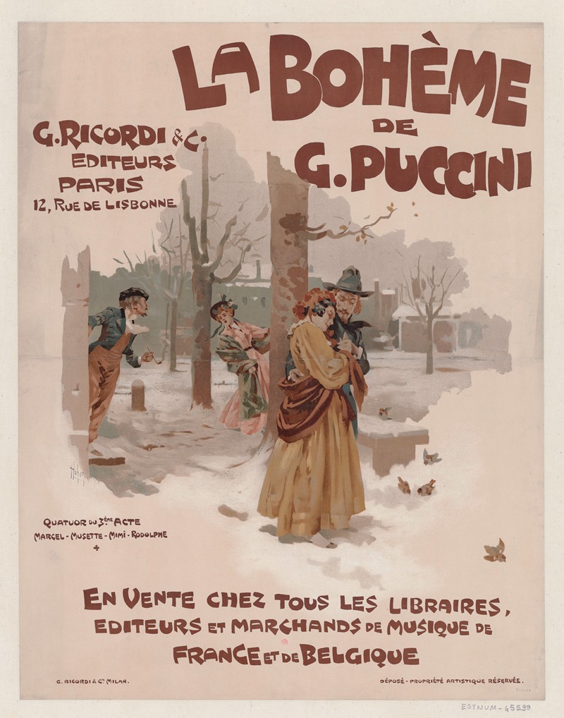 Adolfo Hohenstein - La Bohème, de Puccini. G. Ricordi & C. Editeurs, Paris, 12 rue de Lisbonne