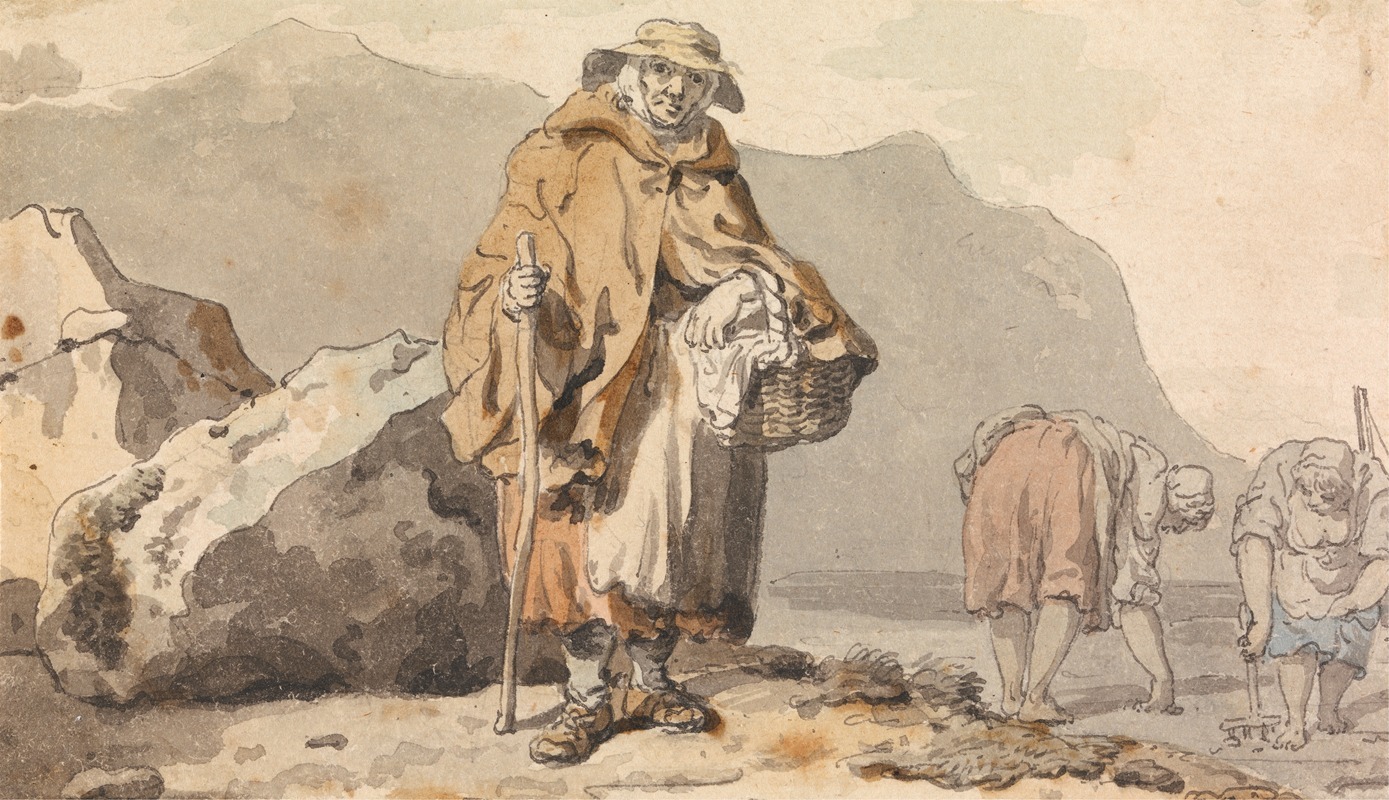 Francis Wheatley - An Old Fisherwoman with Two Women Digging for Bait