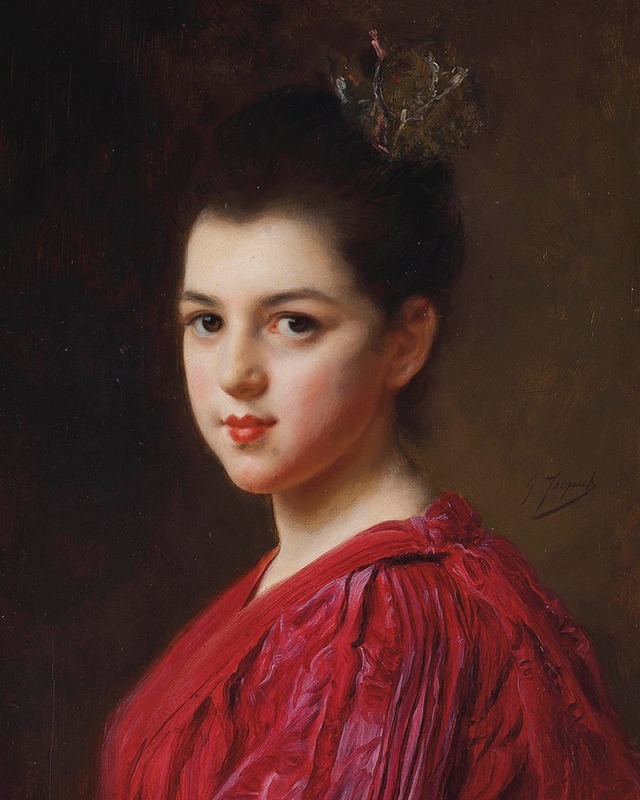 Gustave Jean Jacquet - Femme à la robe rouge