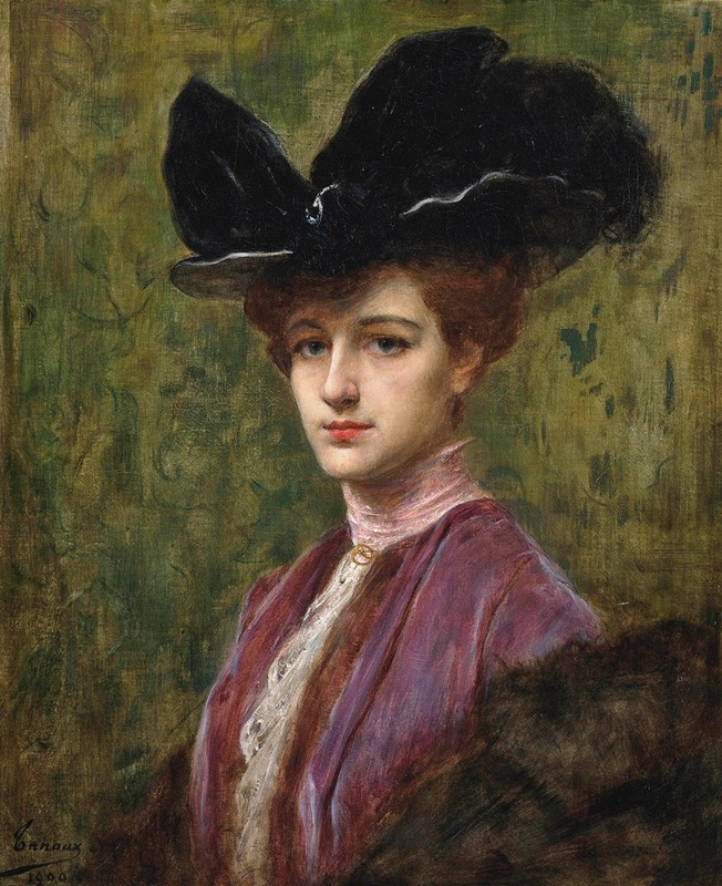 Henri Adrien Tanoux - An elegant lady in a black hat
