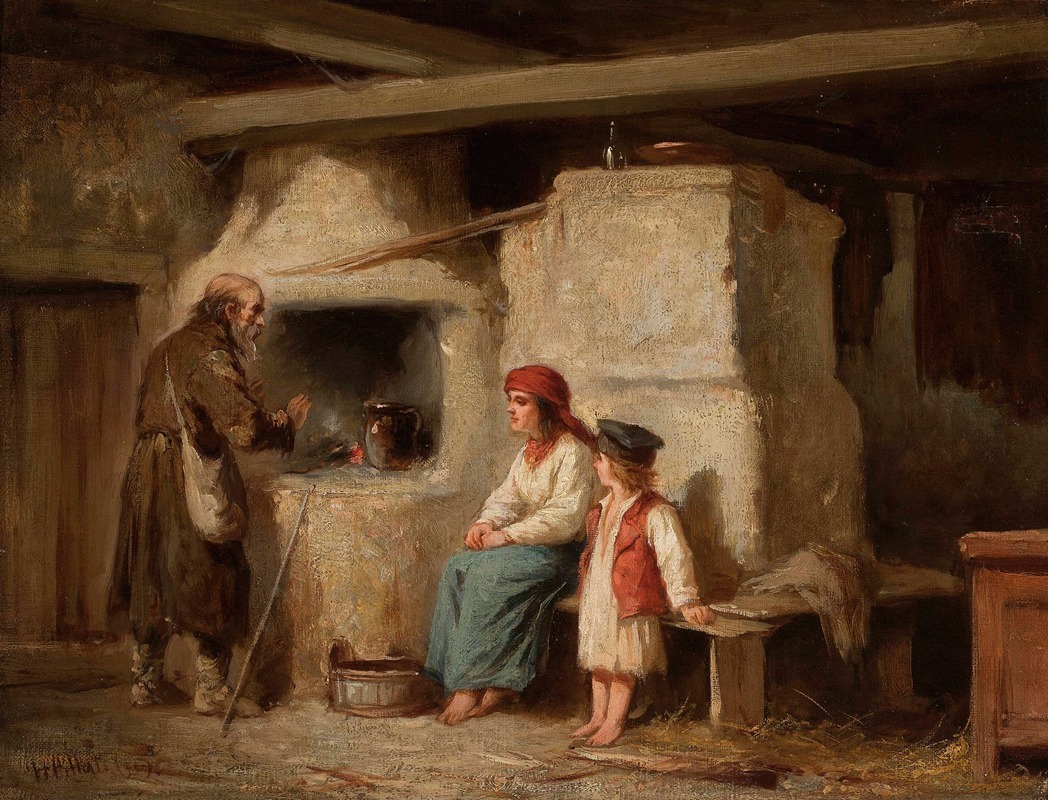 Henryk Pillati - In a peasant cottage