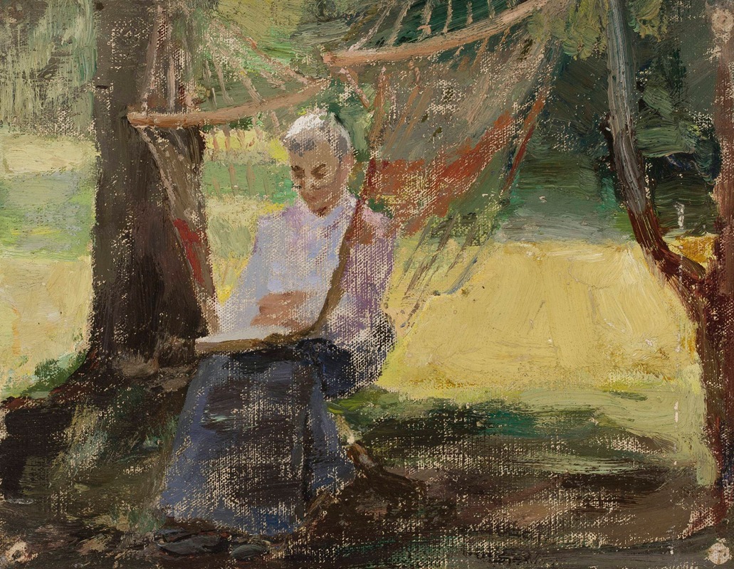 Jan Ciągliński - In a hammock – Portrait of Maria Rubtsov in Maryino