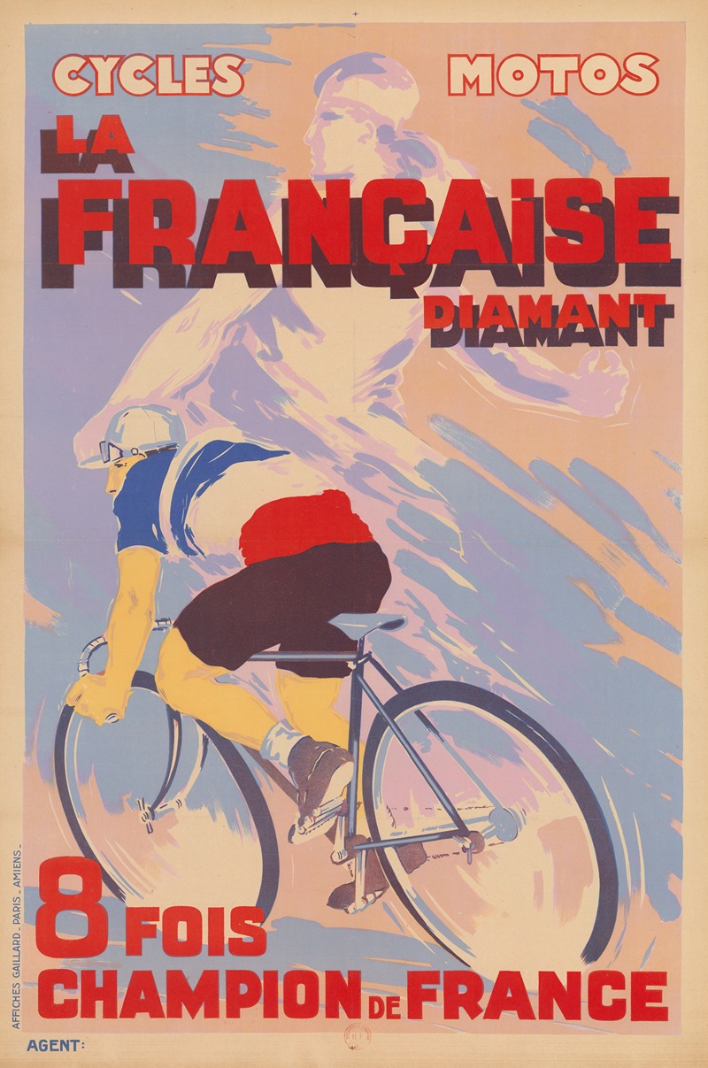 Affiches Gaillard - Cycles, motos La Française Diamant, 8 fois champion de France