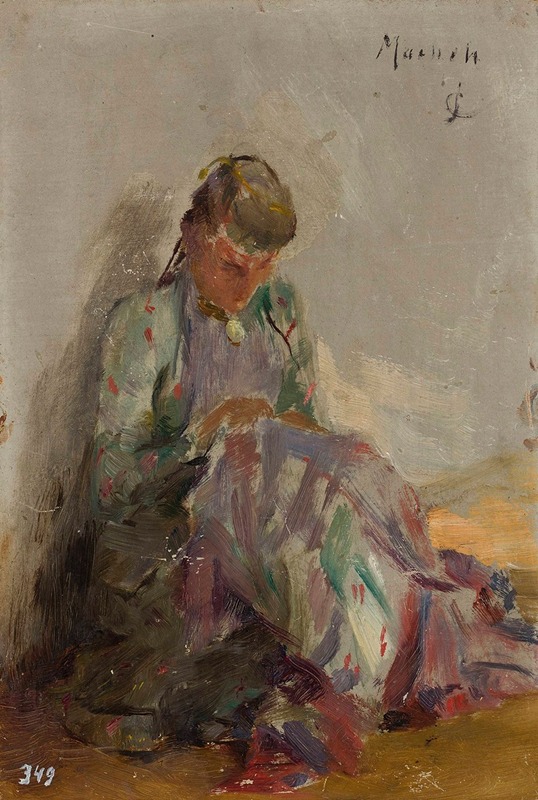 Jan Ciągliński - Sewing Tartar girl. From the journey to Crimea