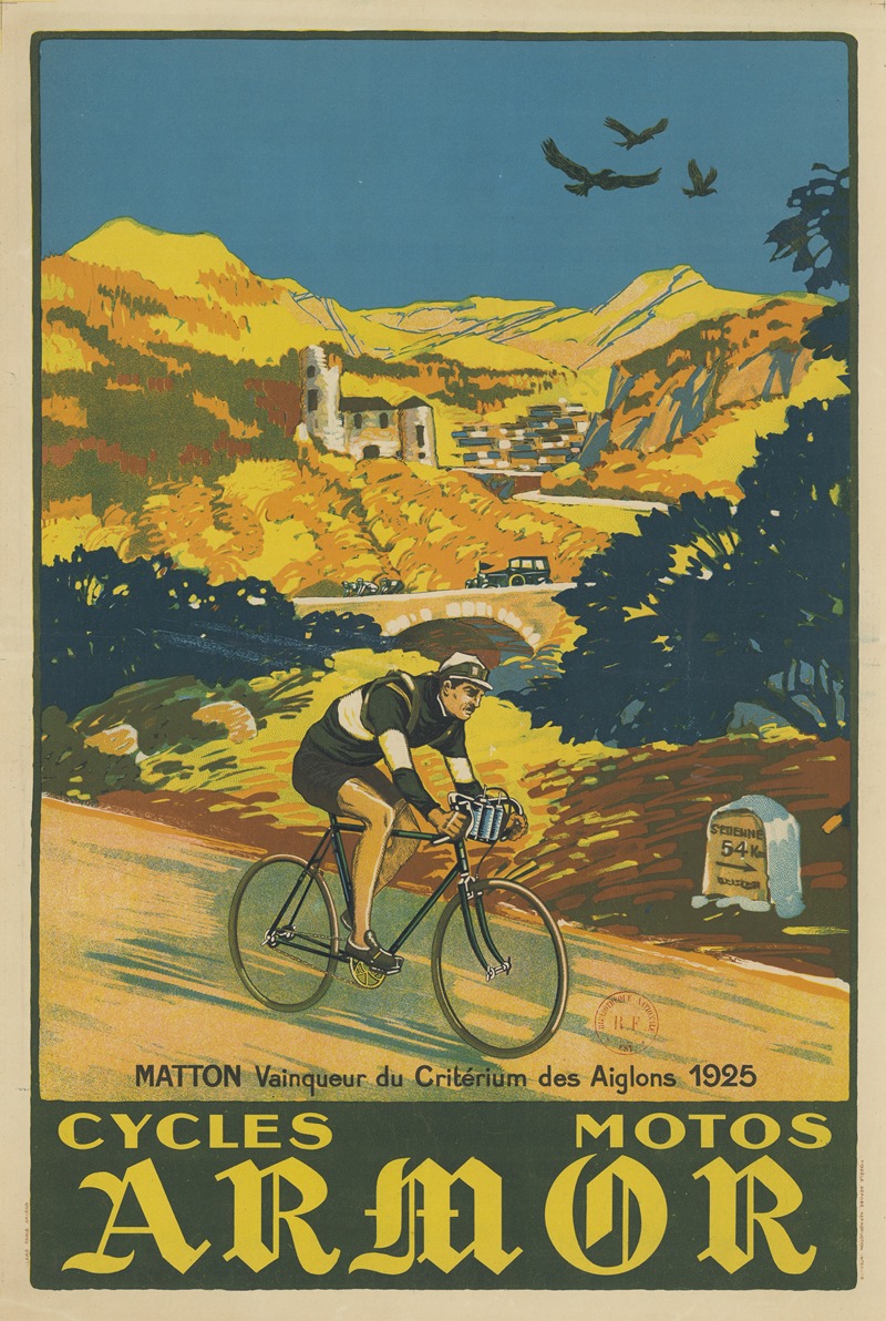 Affiches Gaillard - Matton, vainqueur du Critérium des Aiglons 1925. Cycles, motos Armor