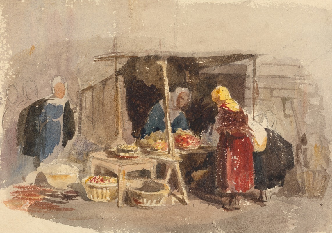 John Frederick Tayler - A Fruit Stall in a Market